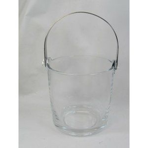 Vintage HOYA Japan Stainless Steel Handle Round Glass Ice Bucket 4.5” 52561